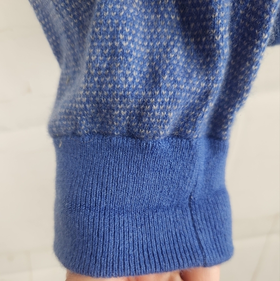 Vince Men’s Preppy Casual Birdseye Wool Cashmere Raglan Crew Sweater Blue Medium - Picture 7 of 12